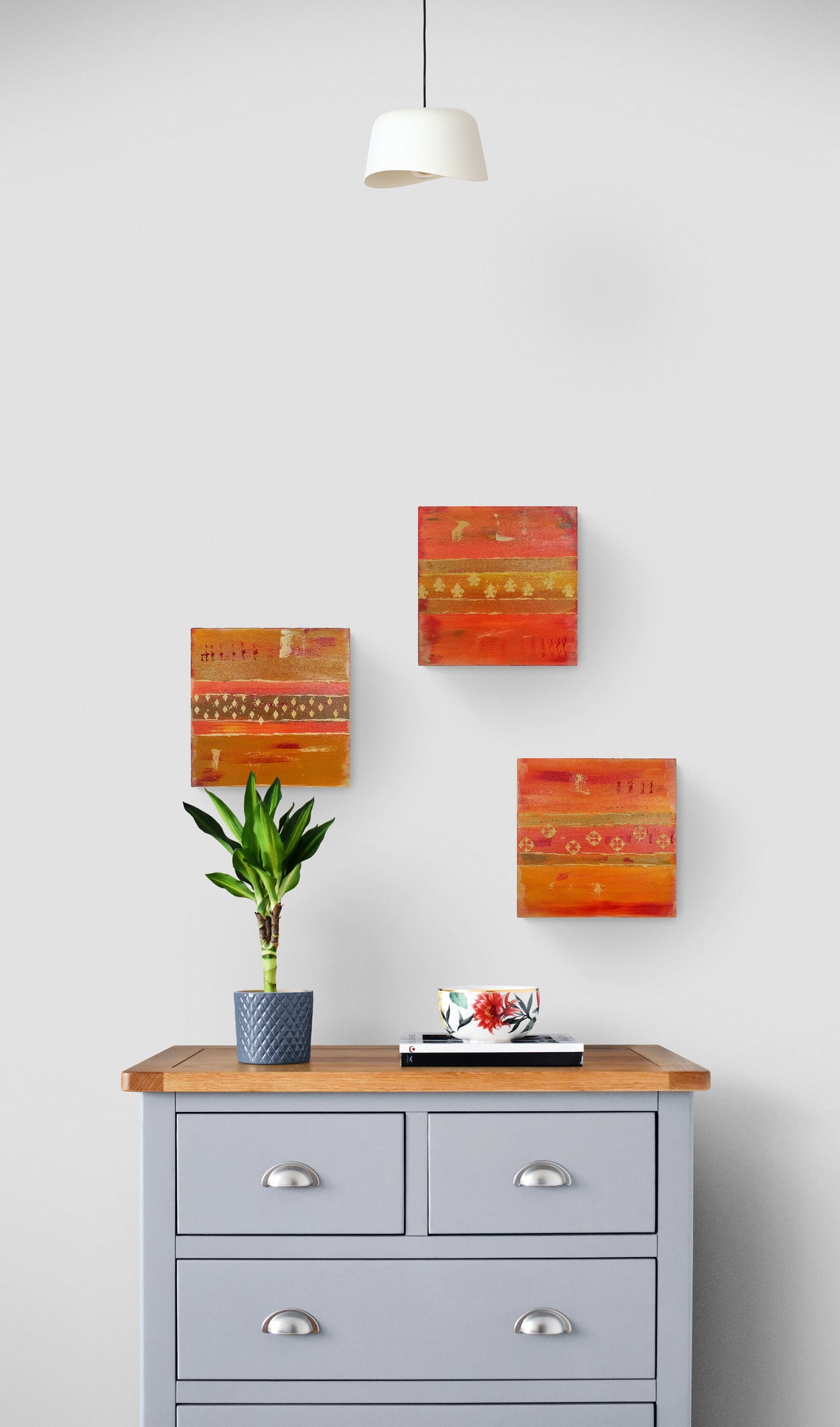 Sunset in the Desert | 12x12 Triptych | Original Painting